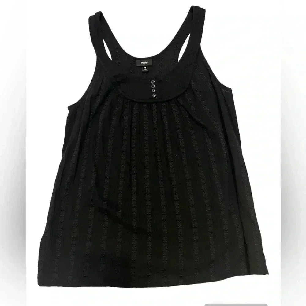 Massimo Women’s Black Sleeveless Blouse Top  Scoop Neck Cotton/Polyester Size M